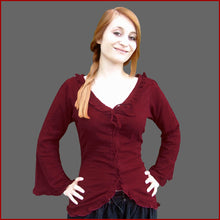 Lade das Bild in den Galerie-Viewer, Rüschenbluse - Mittelalter Bluse - langarm - 7 Größen - rot - Carbone