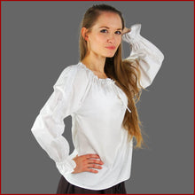 Lade das Bild in den Galerie-Viewer, Mittelalter Bluse mit langem Arm - weiß - 7 Größen | Leonardo Carbone