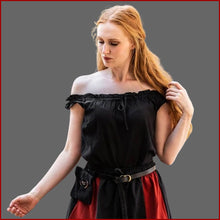 Lade das Bild in den Galerie-Viewer, MITTELALTER BLUSE Carmenbluse ärmellos - schwarz - ohne Arm - Carbone