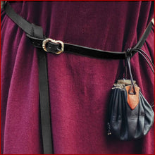 Lade das Bild in den Galerie-Viewer, MITTELALTER GÜRTEL Leder SCHWARZ - SCHMALER schwarzer LEDERGÜRTEL