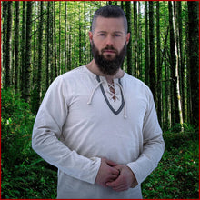 Lade das Bild in den Galerie-Viewer, Mittelalter Freizeit HEMD natur SCHNÜRUNG Bordüre | LEONARDO CARBONE