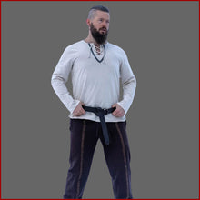 Lade das Bild in den Galerie-Viewer, Wikinger Baumwolle Hemd - natur - mit Bordüre