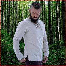 Lade das Bild in den Galerie-Viewer, Mittelalter Freizeit HEMD - natur - Schnürung am Hals LEONARDO CARBONE