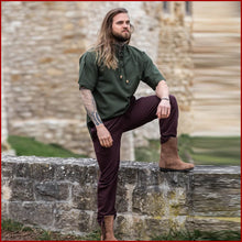 Lade das Bild in den Galerie-Viewer, Mittelalter-Kurzarmhemd "Eric" Grün Leonardo Carbone