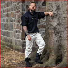 Lade das Bild in den Galerie-Viewer, Kurzärmeliges Sommer Mittelalter Hemd schwarz