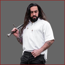 Lade das Bild in den Galerie-Viewer, Mittelalterhemd mit kurzem Arm - 6 Größen - weiß | Leonardo Carbone