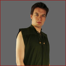 Lade das Bild in den Galerie-Viewer, Mittelalter Hemd Herren Kurzarm grün