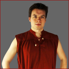 Lade das Bild in den Galerie-Viewer, Ärmelloses Stehkragen-Schnürhemd "Louis" Rot