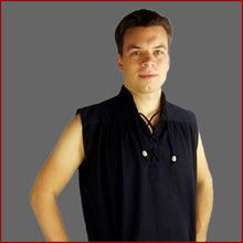 Lade das Bild in den Galerie-Viewer, Mittelalter Sommer Markthemd Ärmellos schwarz