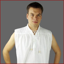 Lade das Bild in den Galerie-Viewer, Mittelalter Hemd Sommer Herren Männer weiß