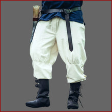 Lade das Bild in den Galerie-Viewer, WIKINGER HOSE mit SCHNÜRUNG am BEIN - Baumwolle natur Mittelalterhose