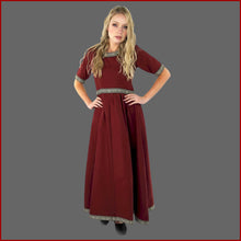 Lade das Bild in den Galerie-Viewer, Edles Kurzarmkleid mit Bordüre "Ennlin" Rot