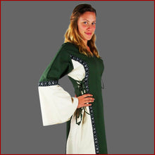 Lade das Bild in den Galerie-Viewer, Mittelalterkleid - Baumwolle - Bordüre - grün/natur - Leonardo Carbone