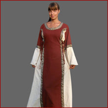 Lade das Bild in den Galerie-Viewer, Mittelalter Baumwollkleid "Angie" Rot/Natur