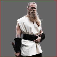 Lade das Bild in den Galerie-Viewer, Mittelalter Wikinger Tunika - ärmellos - naturfarben - ohne Arm