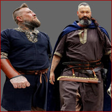 Lade das Bild in den Galerie-Viewer, Wikinger Mittelalter TUNIKA - 4XL - Übergröße - schwarz - braun