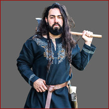 Lade das Bild in den Galerie-Viewer, Wikinger Tunika Langarm schwarz | Snorri Leonardo