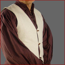 Lade das Bild in den Galerie-Viewer, Mittelalter Weste Herren natur Baumwolle Holzknöpfe