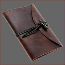 Lade das Bild in den Galerie-Viewer, BUCHHÜLLE - Nubuk LEDER - mit NOTIZBUCH - DIN A5 - braun - gross