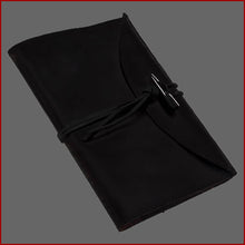 Lade das Bild in den Galerie-Viewer, BUCHHÜLLE - Nubuk LEDER - mit NOTIZBUCH - DIN A5 - schwarz - gross