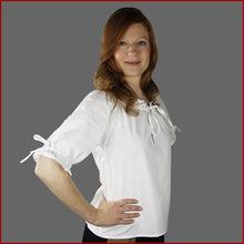 Lade das Bild in den Galerie-Viewer, Kurzärmelige Mittelalterbluse - weiß - in 6 Größen | Leonardo Carbone
