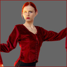 Lade das Bild in den Galerie-Viewer, Mittelalter Samt Bluse ROT - Leonardo Carbone Mittelalterbluse