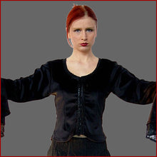 Lade das Bild in den Galerie-Viewer, Mittelalter Samt Bluse SCHWARZ - Leonardo Carbone Mittelalterbluse