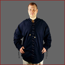 Lade das Bild in den Galerie-Viewer, Mittelalter Hemd - Schnürung mit Metallösen schwarz Leonardo Carbone