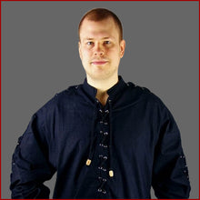 Lade das Bild in den Galerie-Viewer, Biker Hemd mit Schnürung und Metallösen schwarz