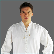 Lade das Bild in den Galerie-Viewer, Biker Hemd mit Metall Ösen weiß von Leonardo Carbone