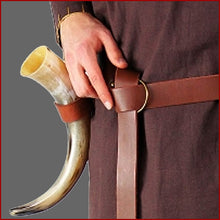 Lade das Bild in den Galerie-Viewer, Brauner Trinkhornhalter aus Leder