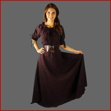 Lade das Bild in den Galerie-Viewer, Kurzärmeliges Mittelalterkleid BRAUN Carmenkleid - Leonardo Carbone