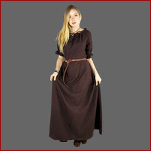 Lade das Bild in den Galerie-Viewer, Bodenlanges Kurzarmkleid "Melisande" Hanffarben