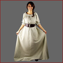 Lade das Bild in den Galerie-Viewer, Kurzärmeliges Mittelalterkleid HANF Carmenkleid - Leonardo Carbone