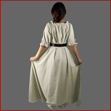 Lade das Bild in den Galerie-Viewer, Bodenlanges Kurzarmkleid "Melisande" Hanffarben