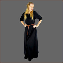 Lade das Bild in den Galerie-Viewer, Kurzärmeliges Mittelalterkleid SCHWARZ Carmenkleid - Leonardo Carbone