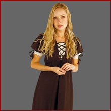 Lade das Bild in den Galerie-Viewer, Leichtes Mittelalterkleid kurzarm BRAUN - Leonardo Carbone Kleid