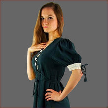 Lade das Bild in den Galerie-Viewer, Leichtes Mittelalterkleid kurzarm GRÜN - Leonardo Carbone Kleid