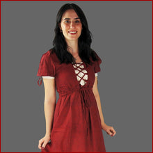 Lade das Bild in den Galerie-Viewer, Leichtes Mittelalterkleid kurzarm ROT - Leonardo Carbone Sommer Kleid