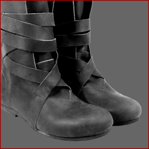 Wikinger Haithabu Stiefel Übergröße SCHWARZ - Leonardo Carbone Schuhe