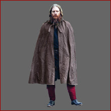 Lade das Bild in den Galerie-Viewer, Mittelalter Umhang lange Kapuze - Baumwolle - braun - Leonardo Carbone