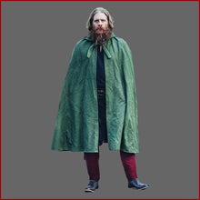 Lade das Bild in den Galerie-Viewer, Mittelalter Umhang lange Kapuze - Baumwolle grün - Leonardo Carbone