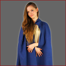 Lade das Bild in den Galerie-Viewer, Mittelalter Umhang Kapuze - Damen Herren - blau - Leonardo Carbone