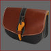 Mittelalterliche Leder Gürteltasche - Holzverschluss - braun-schwarz