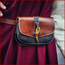 Lade das Bild in den Galerie-Viewer, Mittelalter Gürteltasche schwarz braun
