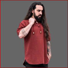 Lade das Bild in den Galerie-Viewer, Mittelalterhemd - kurzärmelig - 6 Größen - rot | Leonardo Carbone Hemd
