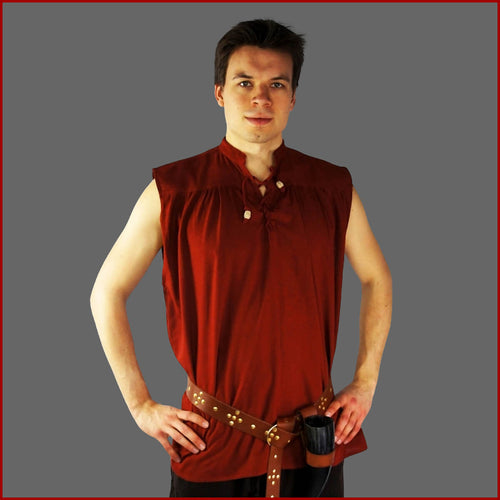 Mittelalter Hemd ohne Ärmel - 6 Größen - rot | Leonardo Carbone Hemden