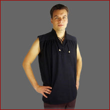 Lade das Bild in den Galerie-Viewer, Ärmelloses Mittelalter Wikinger Hemd - 6 Größen - schwarz - Hemden
