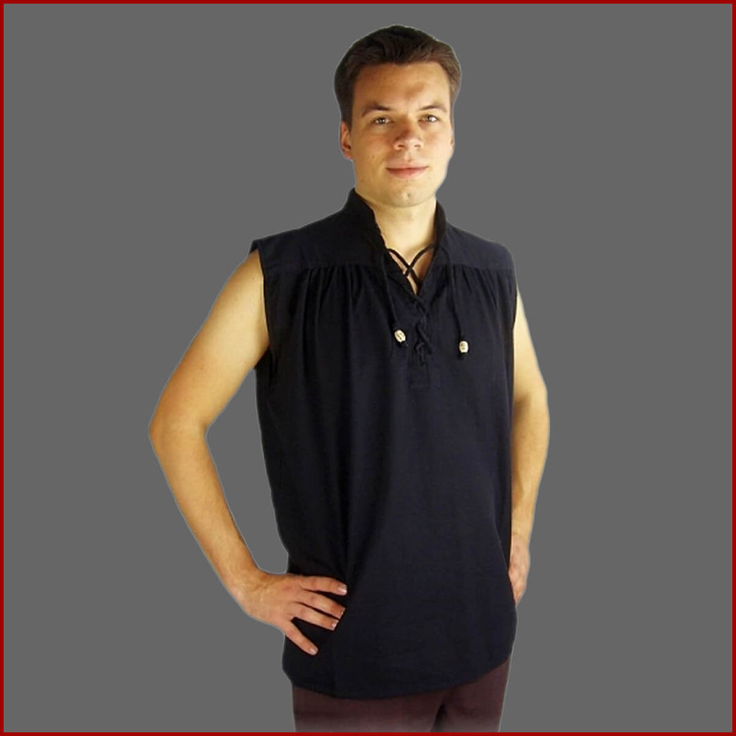 Ärmelloses Mittelalter Wikinger Hemd - 6 Größen - schwarz - Hemden