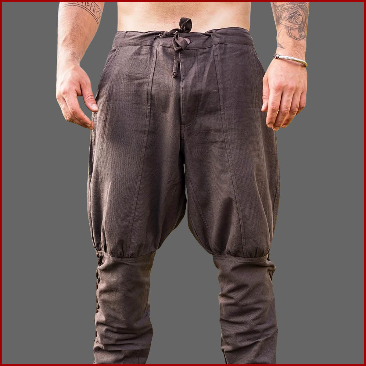 WIKINGER HOSE mit BEINSCHNÜRUNG - Baumwolle - braun | Leonardo Carbone ...
